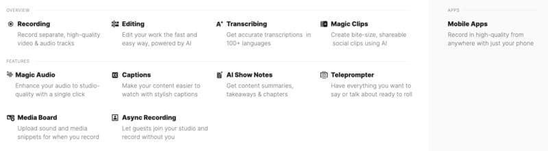 Fonctionnalités de riverside