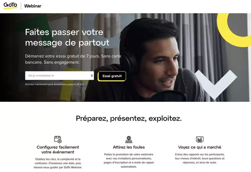 goto  page d'accueil du Logiciel de webinar pour conférence en ligne