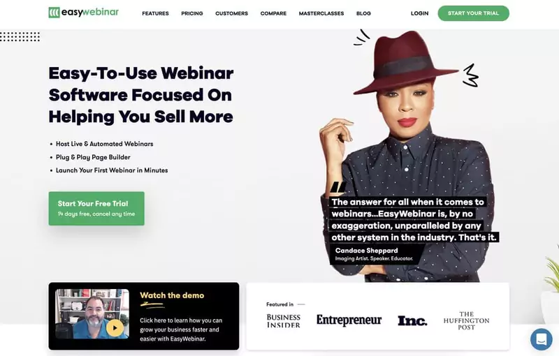 EasyWebinar  page d'accueil du Logiciel de webinar pour conférence en ligne
