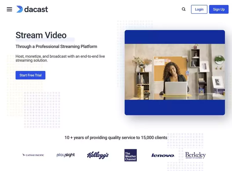 DaCast  page d'accueil du Logiciel de webinar pour conférence en ligne