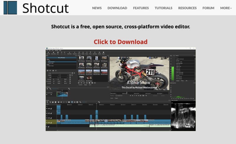 meilleurs logiciels de montage vidéo : shotcut open-source