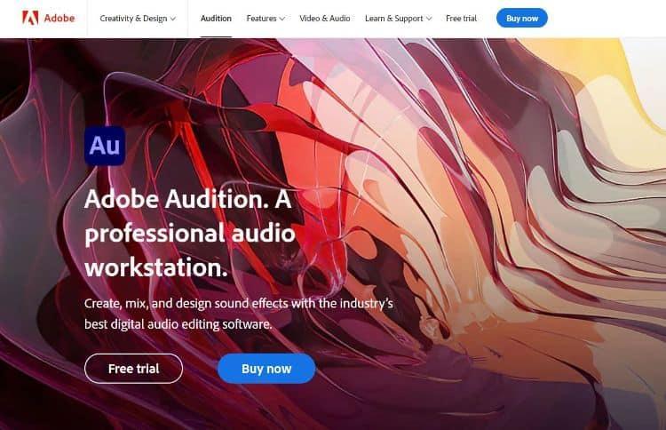 Adobe Audition homepage