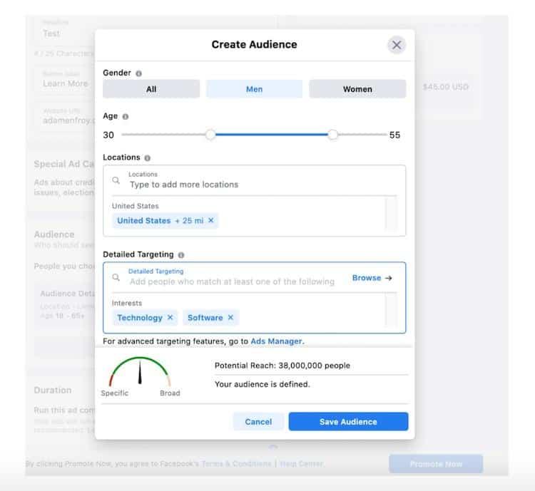 Create An Audience Facebook Ads