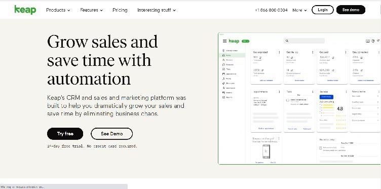 Keap Homepage