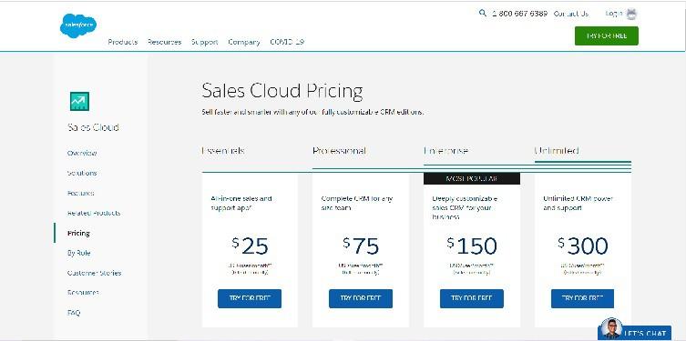 Sales Cloud Pricing Page