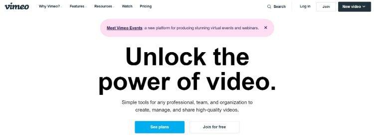 vimeo homepage