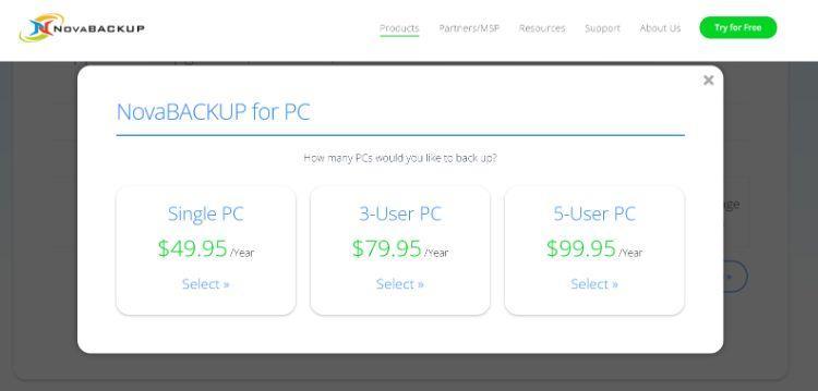 novabackup pricing