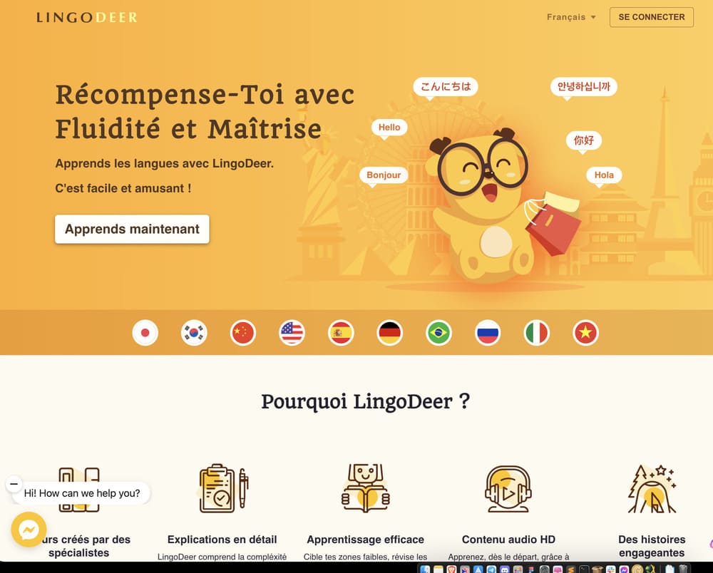 page d'accueil de LingoDeer.