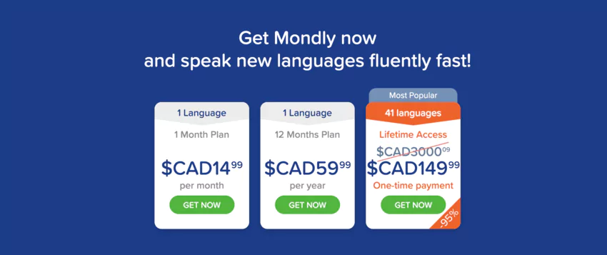 tarifs de Mondly