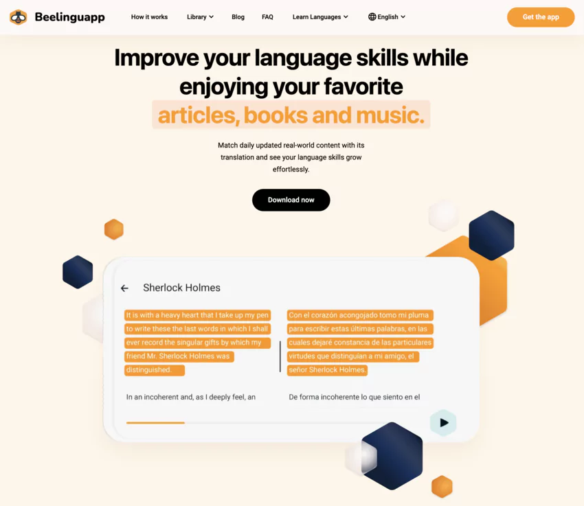 page d'accueil de Beelinguapp.
