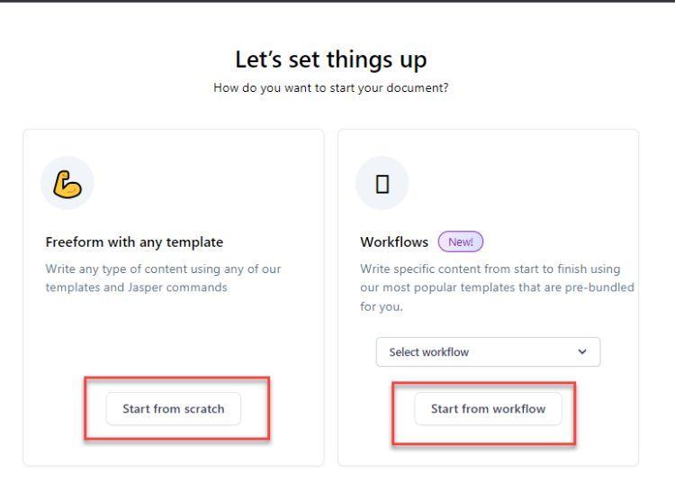 choix des options Jasper AI