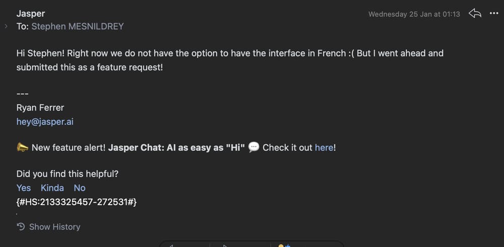 interface français Jasper AI
