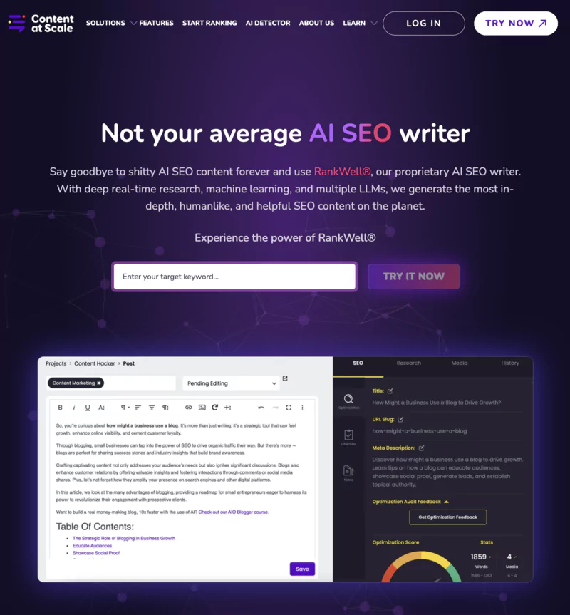 AI Detector home page - content at scale