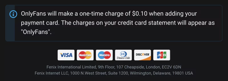 Onlyfans account payment methods