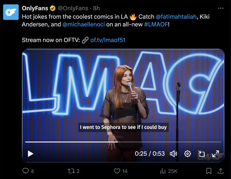 twitter post promoting a LMAOF show