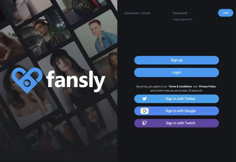 registration page to make money on Fansly