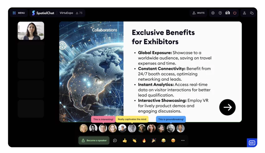 Capture d’écran d’un tableau de bord de participation montrant un chat actif et un classement des participants