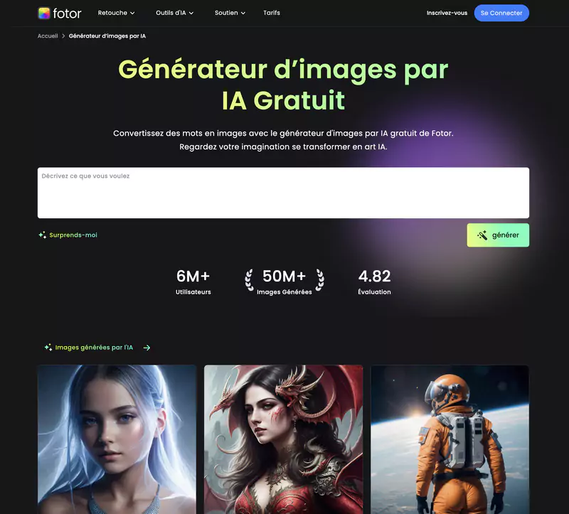 Fotor image generator homepage