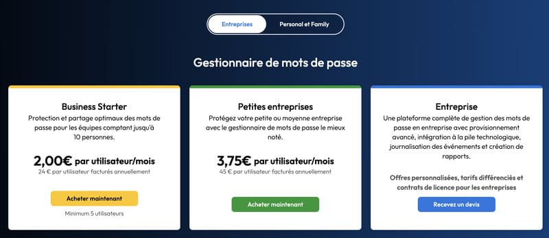 keepersecurity tarifs