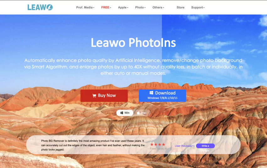 leawo free background removal software interface