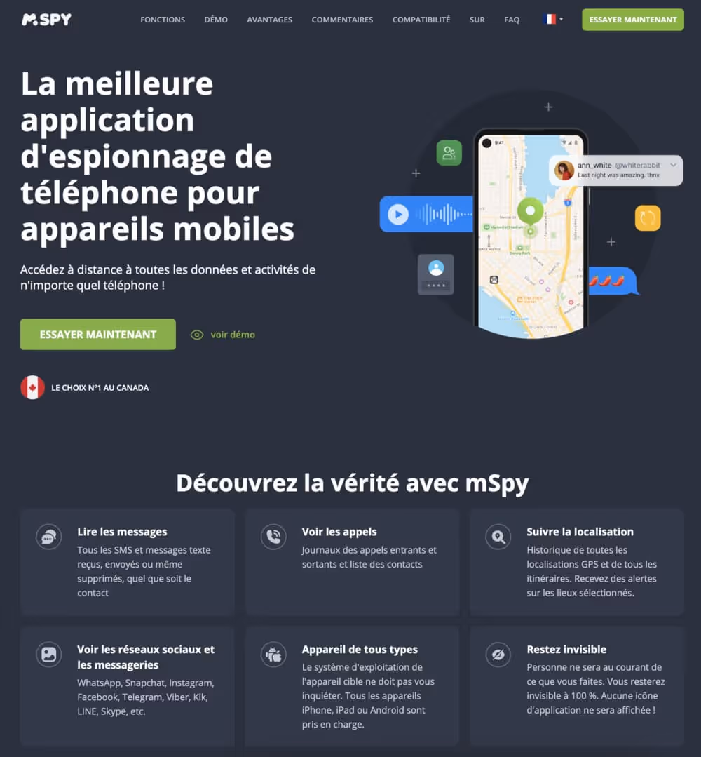 mSpy - logiciels de contrôle parental et de vie privée