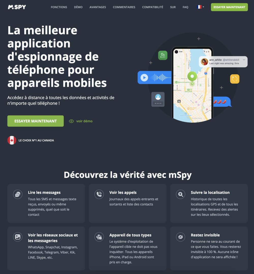 mSpy - logiciels de contrôle parental et de vie privée