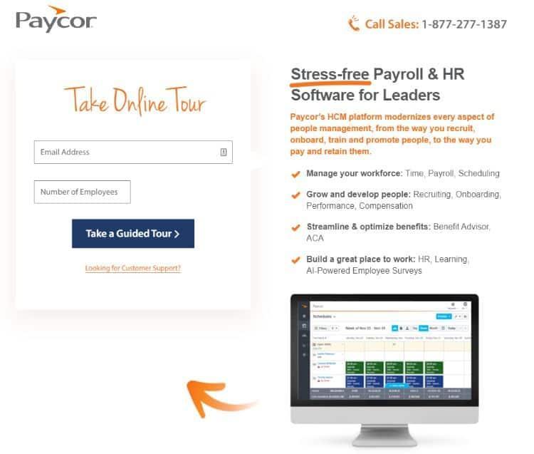 page des tarifs du logiciel sirh paycor