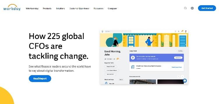 page d'accueil du logiciel sirh Workday