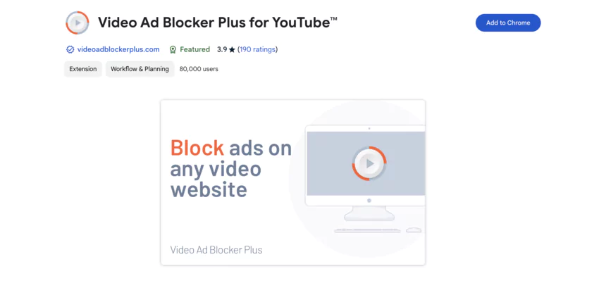 Video Ad Blocker Plus : Spécial streaming vidéo (Extension)