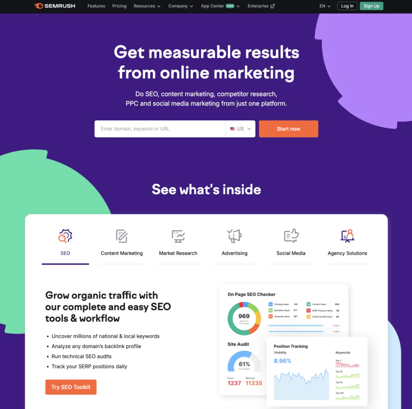 SEMRush Homepage