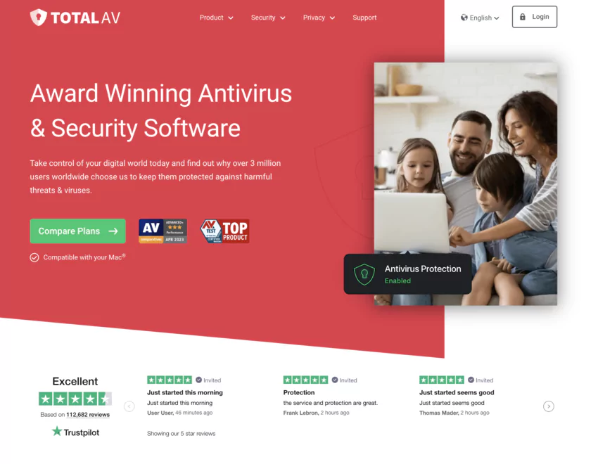 Meilleur antivirus : TotalAV Total Security