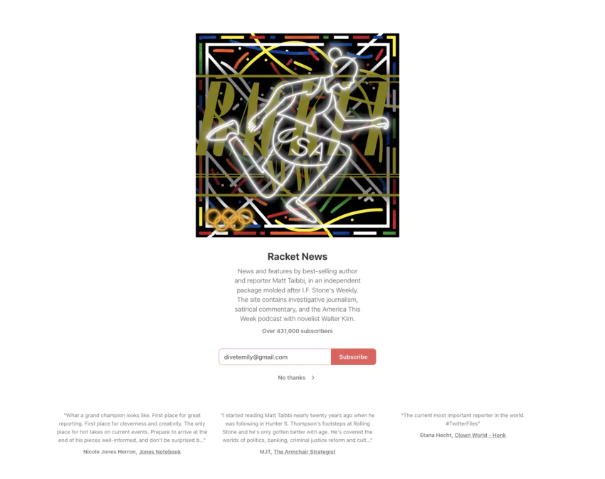 Racket News newsletter