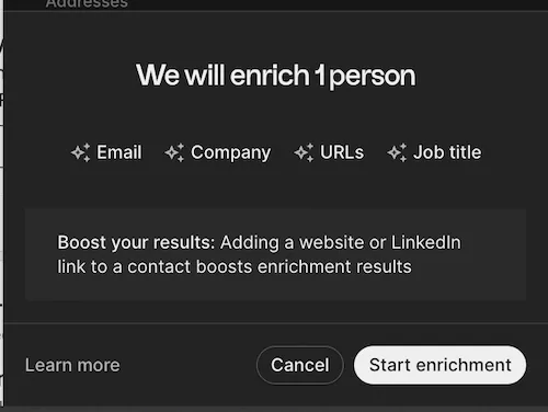one-click contact enrichment in Folk