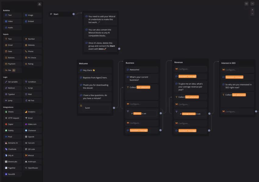 building form blocks on Typebot