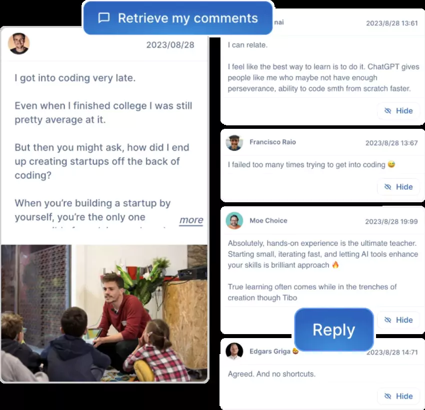 dashboard view of Taplio software
