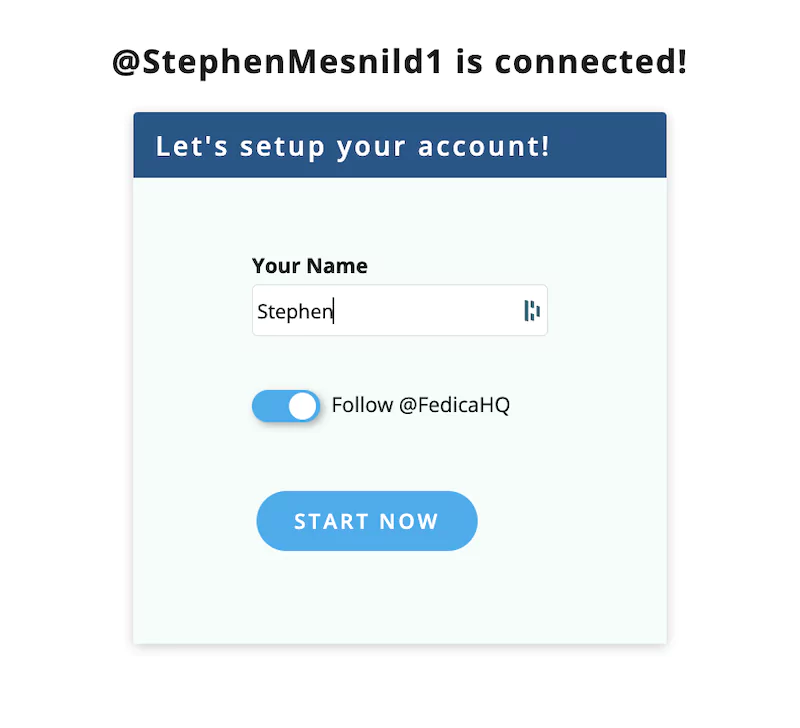Successful connection for sending tweets