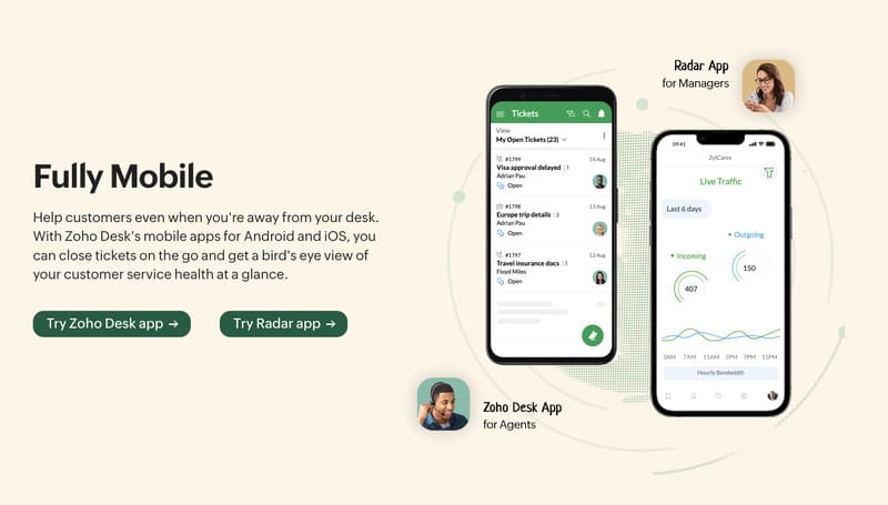Suivi des activités sur mobile de chaque réponse en déplacement avec Zoho Desk