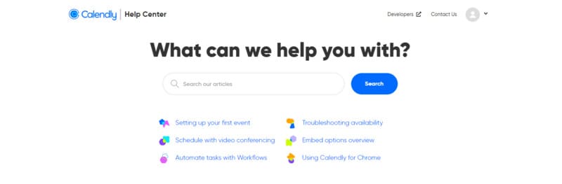 Site internet de Calendly | Service client