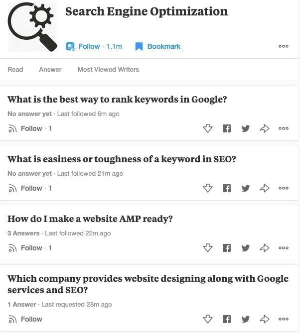 SEO topic quora