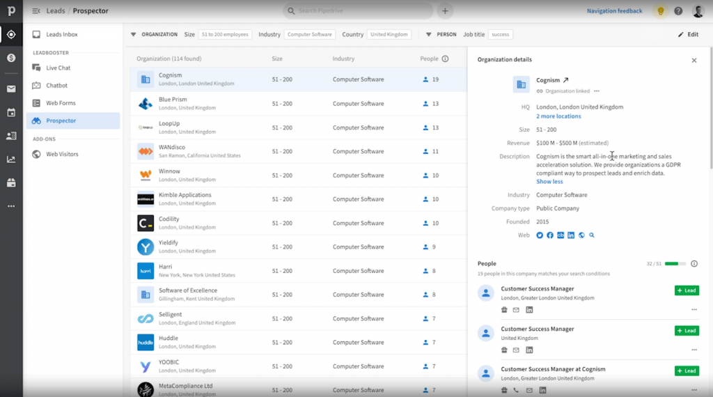 logiciel Pipedrive Leadbooster rendez vous