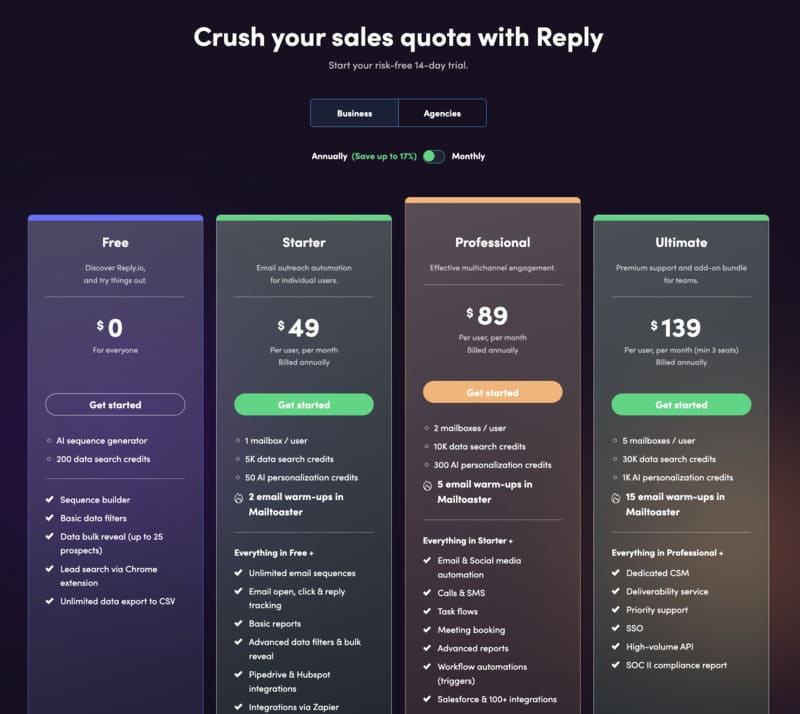reply.io pricing
