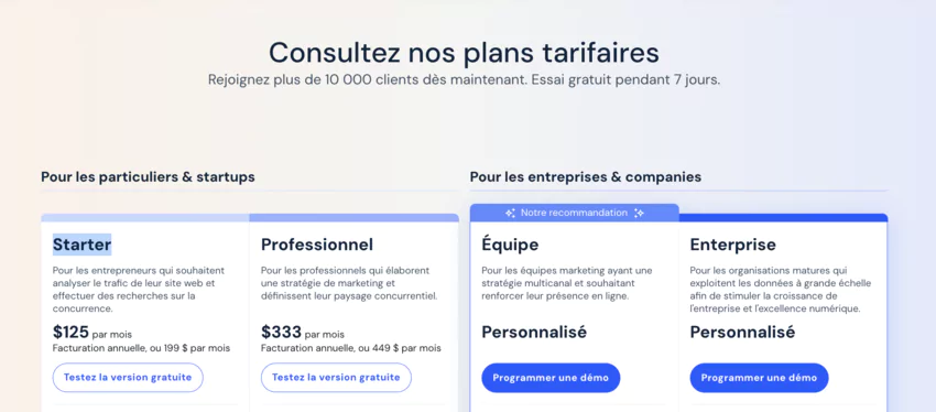 similarweb similarweb Pricing plans