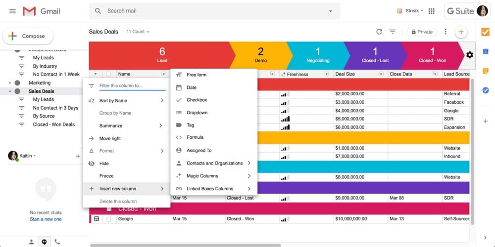 Gestion des Leads sur Streak CRM