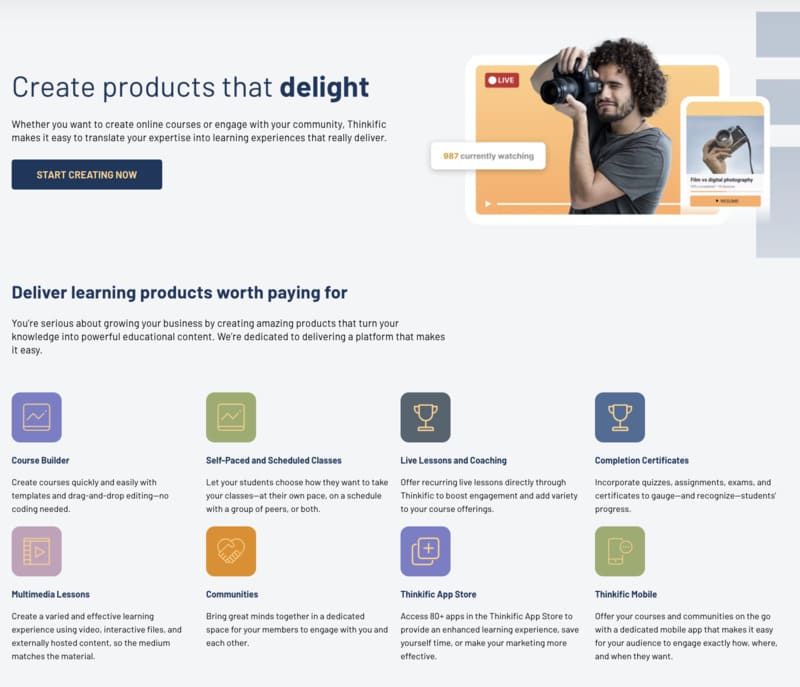 Avis sur Thinkific - logiciel de formation LMS (learning management system) & courses