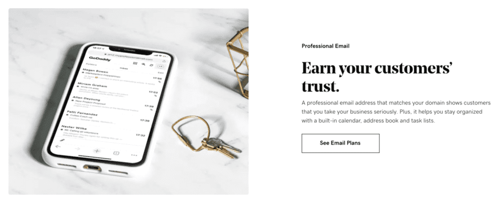 Emailing professionnel de GoDaddy