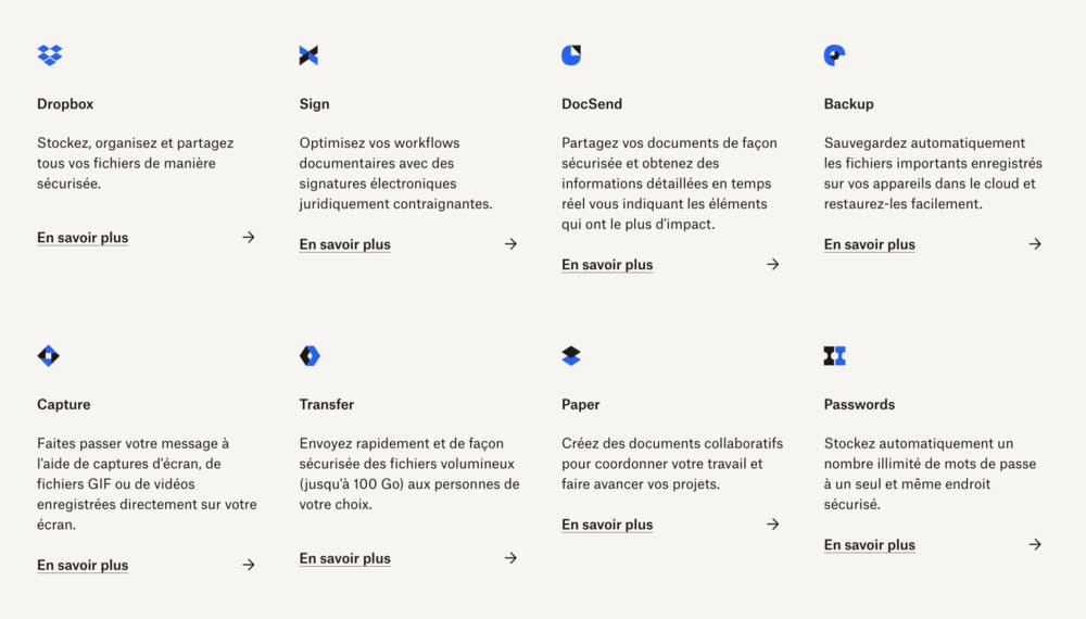 Fonctionnalités - Dropbox