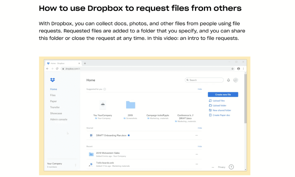Dropbox - Support