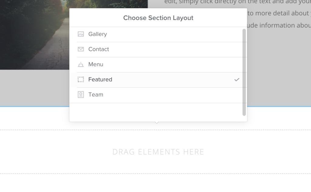 toutes les mises en page de sections sur weebly
