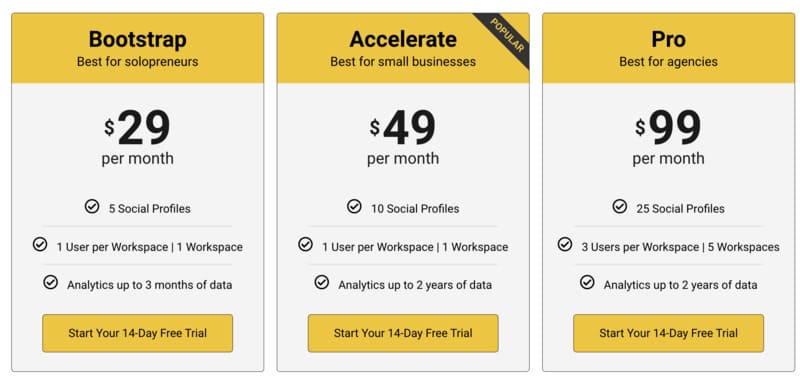 SocialBee pricing tiers social media marketing