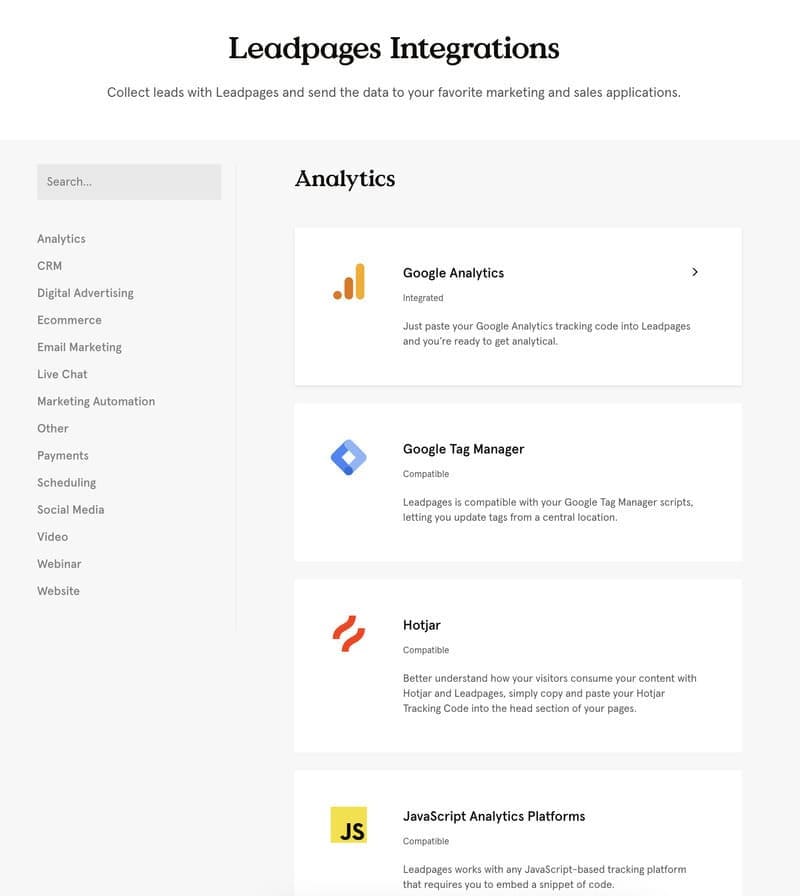 leadpages Intégrations